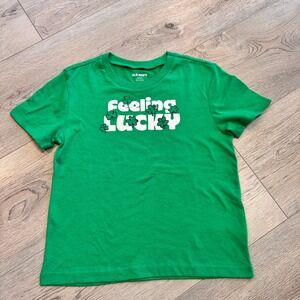 Old‎ Navy St Patricks Day Shirt Feeling Lucky Green Kids Boys Size Small 6-7
